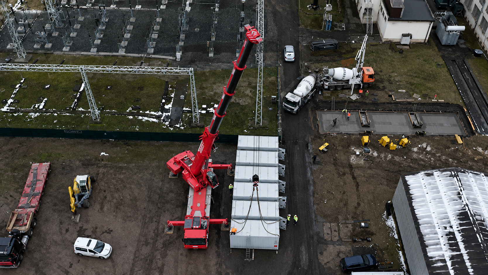 Aerial view of a BESS project site during EPC construction works