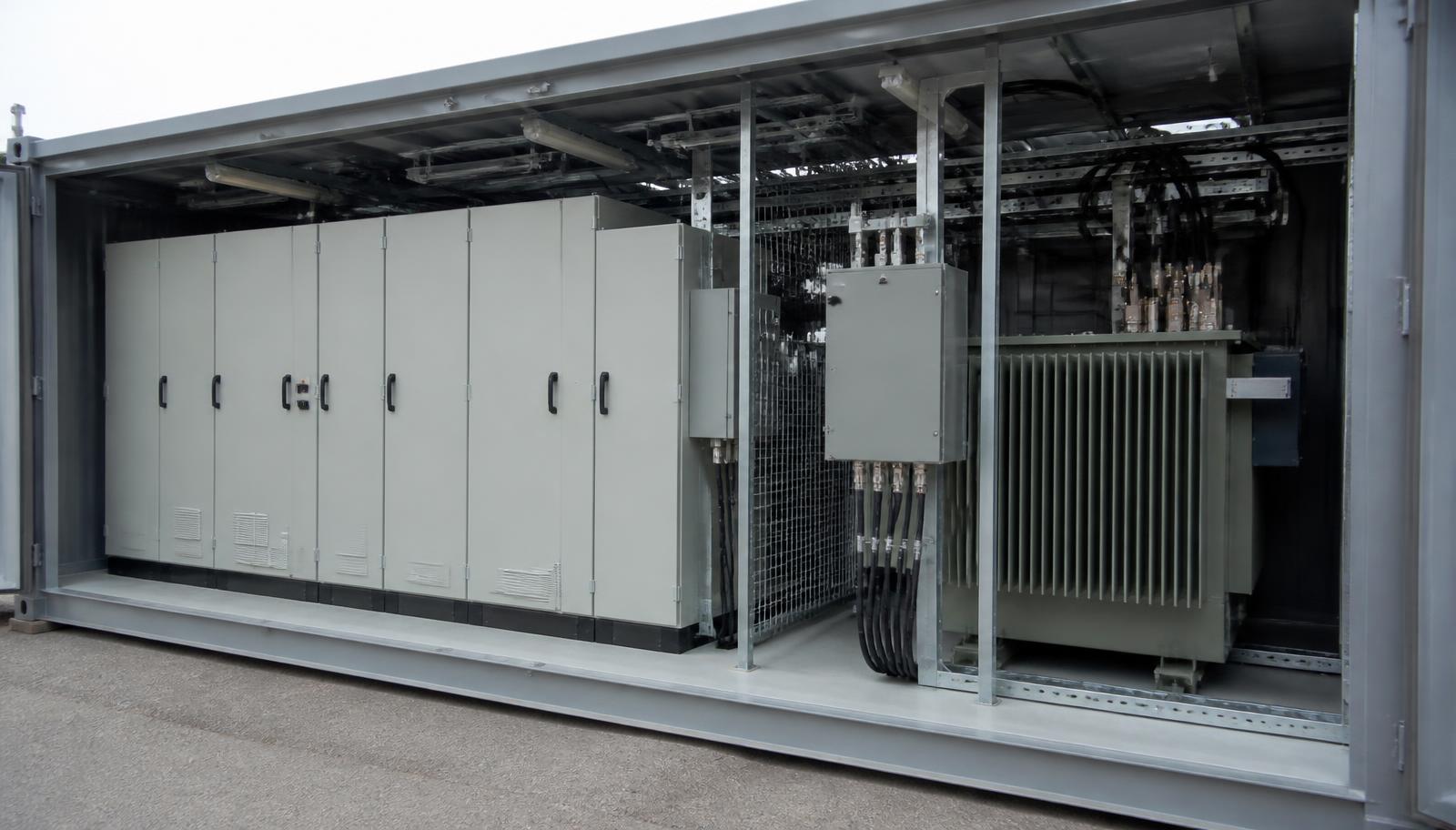 Power conversion system and medium-voltage skid installed next to a BESS container